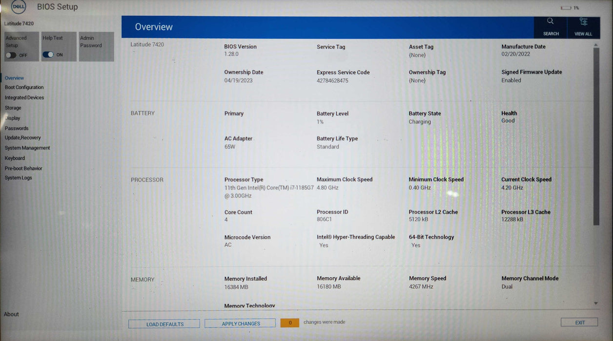 Dell Latitude 7420, i7-1165G7 2.80GHz, 16GB DDR4, 256GB NVMe, No PWR  Lap200