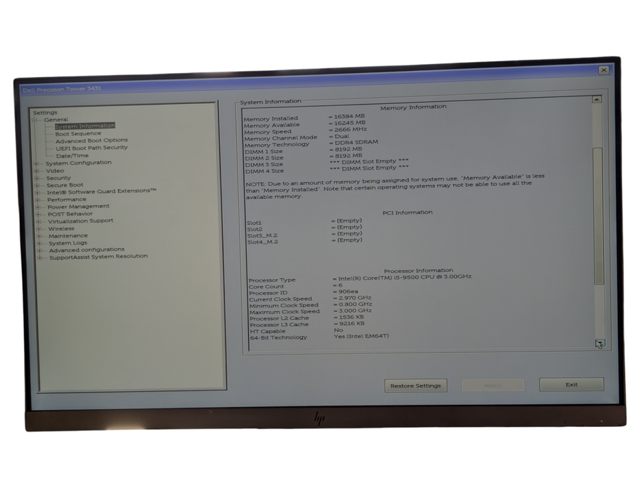 DELL Precision 3431 Intel Core i5-9500 16GB RAM 256GB SSD SFF Tower  Q-