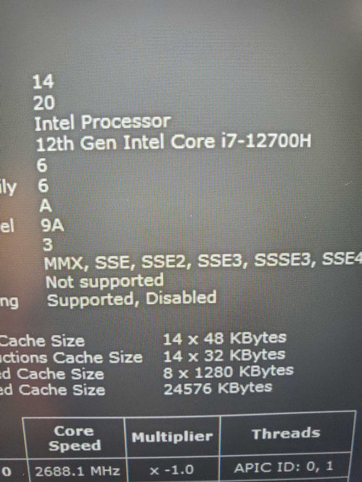 Dell Precision 3571 i7-12700H @ 2.40GHz 16GB DDR5 256GB NVMe   Lap200