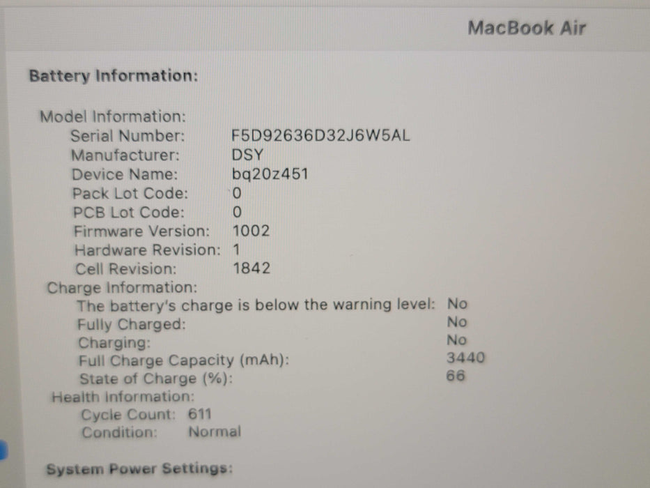Apple Macbook Air 2019 13" 2-Core i5-8210Y @ 1.6GHz 8GB DDR3 120GB SSD (