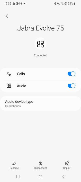 JABRA HSC040W Evolve 75 Wireless Bluetooth Headset No Dongle  _