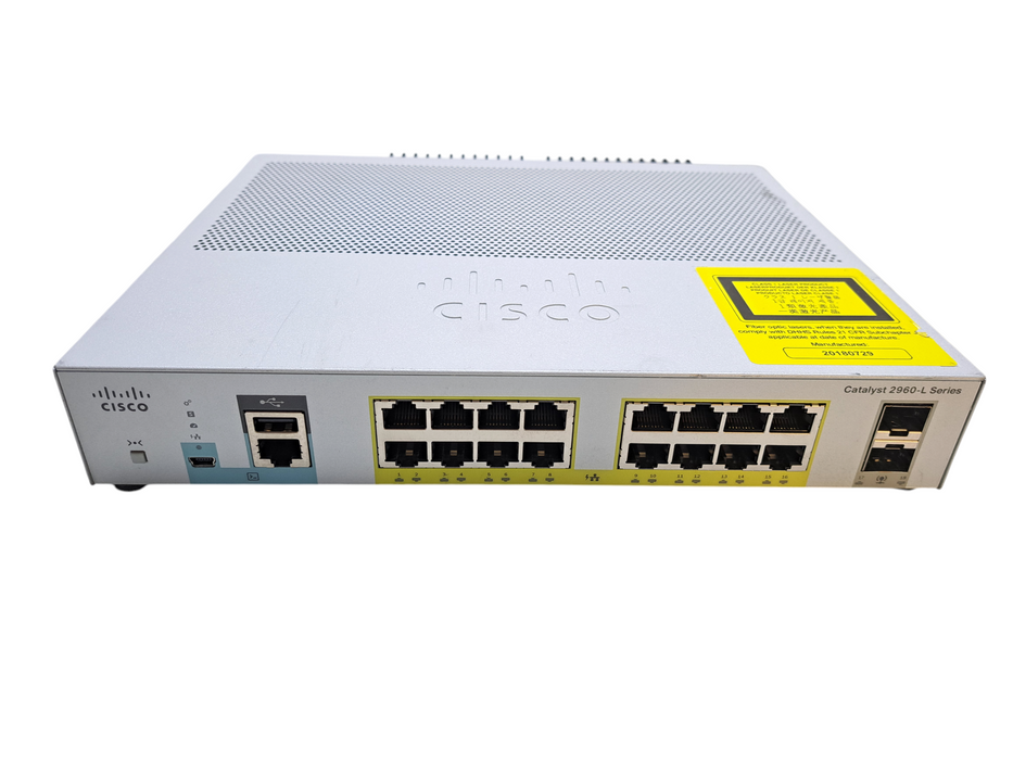 Cisco WS-C2960L-16PS-LL V01 | 16-Port Gigabit PoE+, 2x SFP Silent Switch )