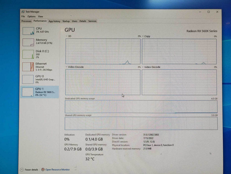 HP EliteDesk 800 G5 Mini Intel i7-9700T CPU 2GHz 8GB RAM RX 560x GPU no HDD
