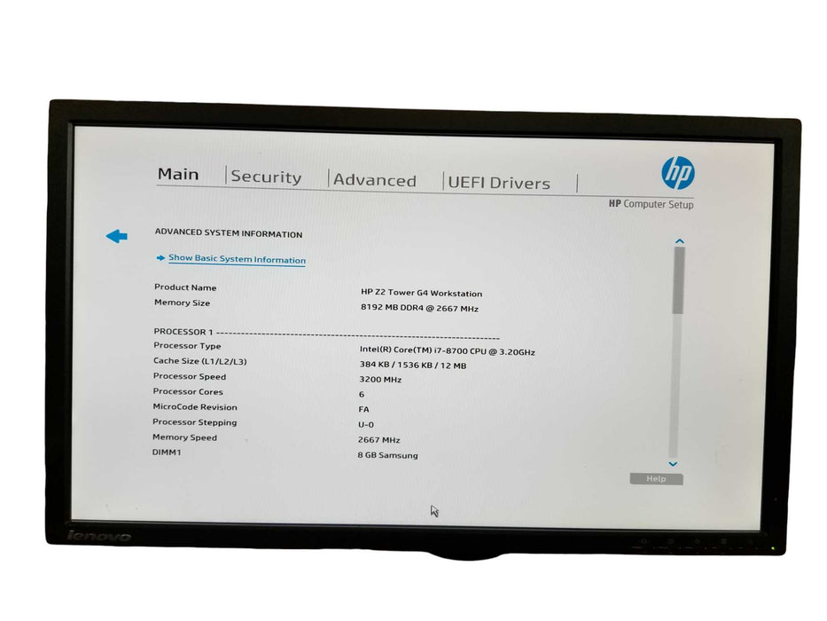 HP Z2 Tower G4 Workstation Core i7-8700 @3.20GHz, 8GB DDR4 - NO HDD/OS