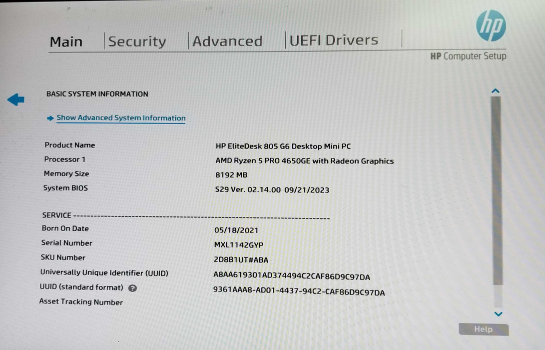 HP EliteDesk 805 G6 Mini AMD Ryzen 5 Pro 4650GE 8GB RAM No HDD