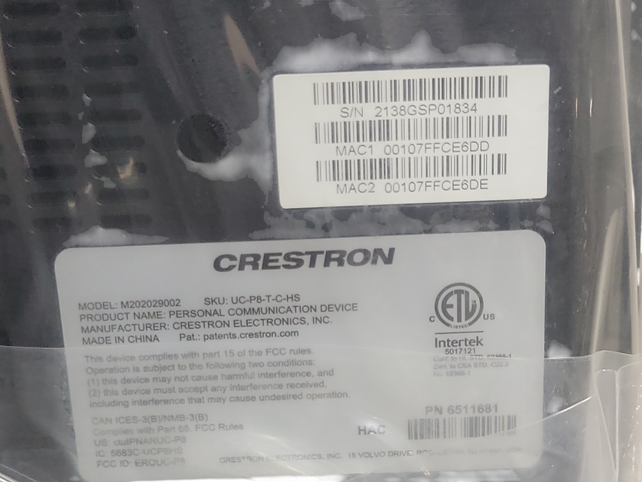 Open-Box Crestron UC-P8-T-C-HS Flex 8in. Video Desk VoIP Phone w/Handset _