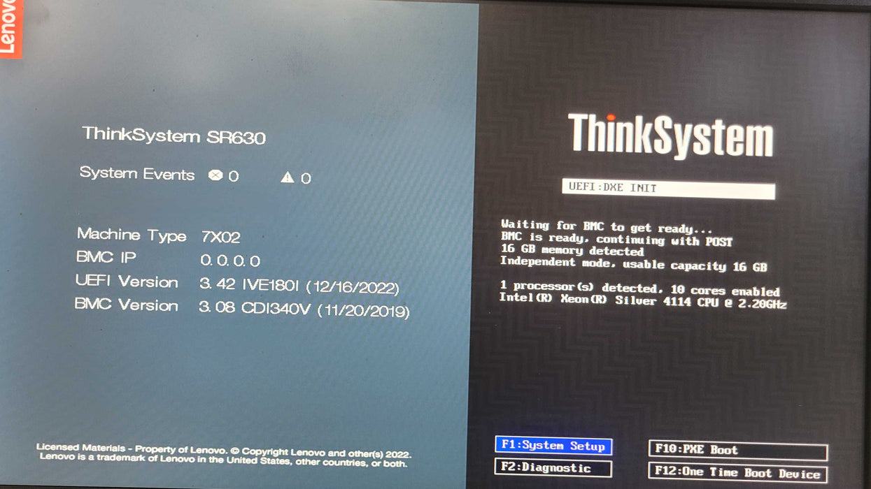 Lenovo Thinksystem SR630 Xeon Silver 4114 @2.20GHz 16GB DDR4 | NO HDD