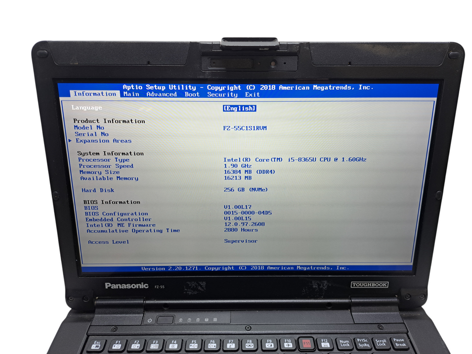 Panasonic Toughbook FZ-55 Touch | Core i5-8365U 16GB DDR4 256GB NVMe 2880HR ) Lap200