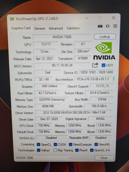NVIDIA Quadro T600 4GB GDDR6 Graphics Card | 4xMiniDP !