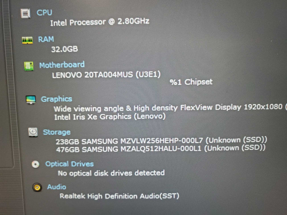 Lenovo ThinkPad E14 Gen 2 TOUCH Core i7-1165G7 32GB RAM 256GB+512GB SSD  Lap200