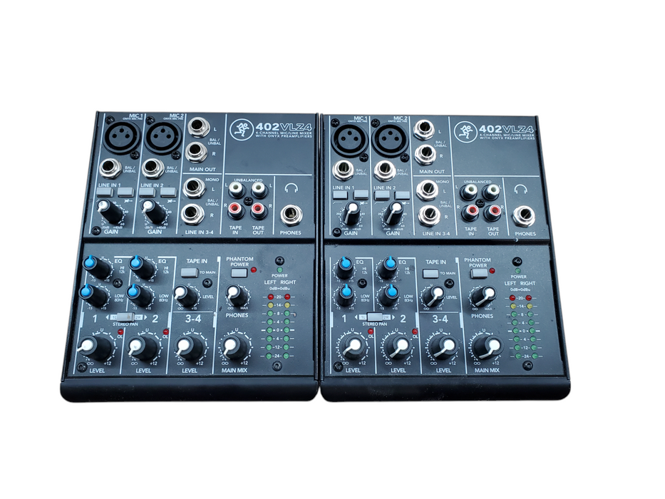 Lot 2x Mackie 402VLZ4 4-Channel Mic/Line Mixer w/ Onyx Preamplifiers | *READ*