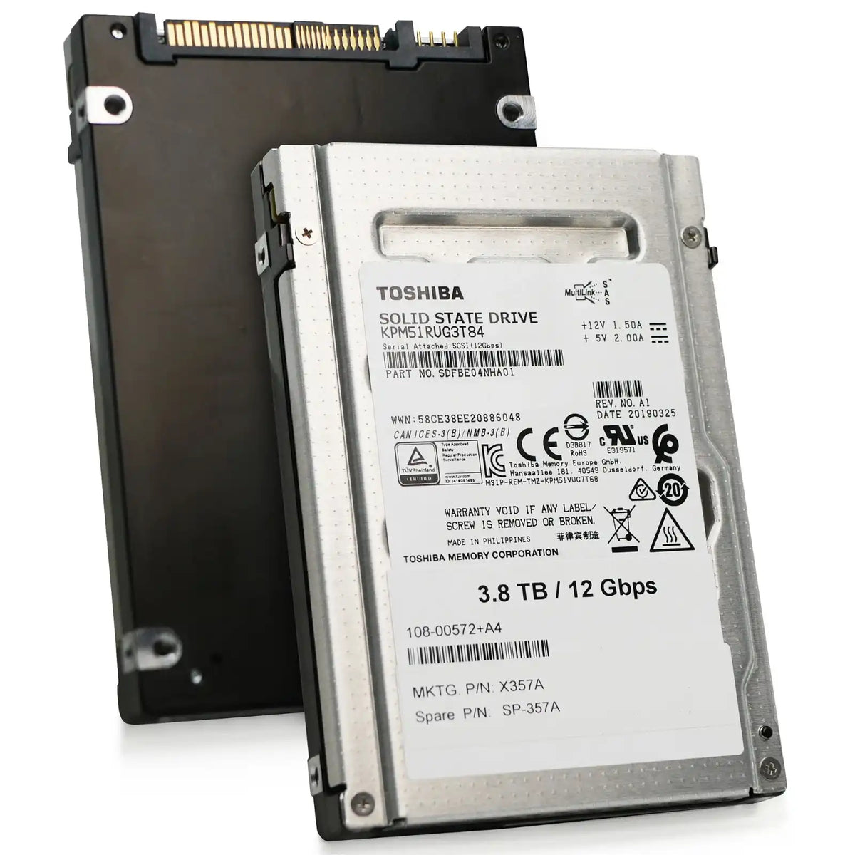 r*】様 ジャンク　1TB SSD Toshiba/Kioxia PM5-R 3.84TB KPM51RUG3T84 SAS 12Gb/s 2.5