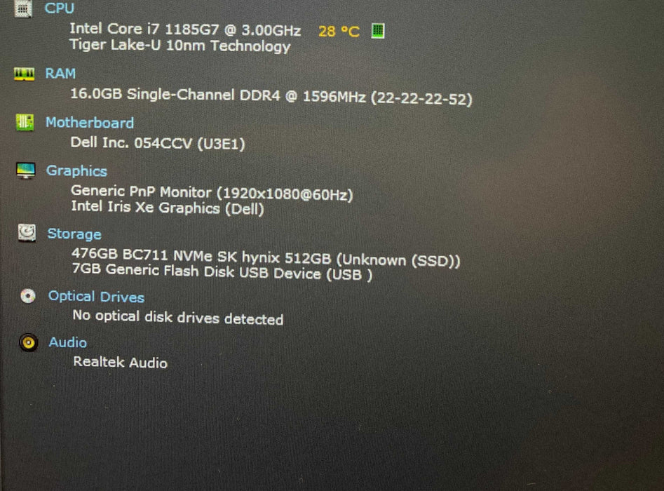 Dell Latitude 5420 15" Core i7-1185G7@3.00GHz 16GB RAM 512GB SSD  Lap200