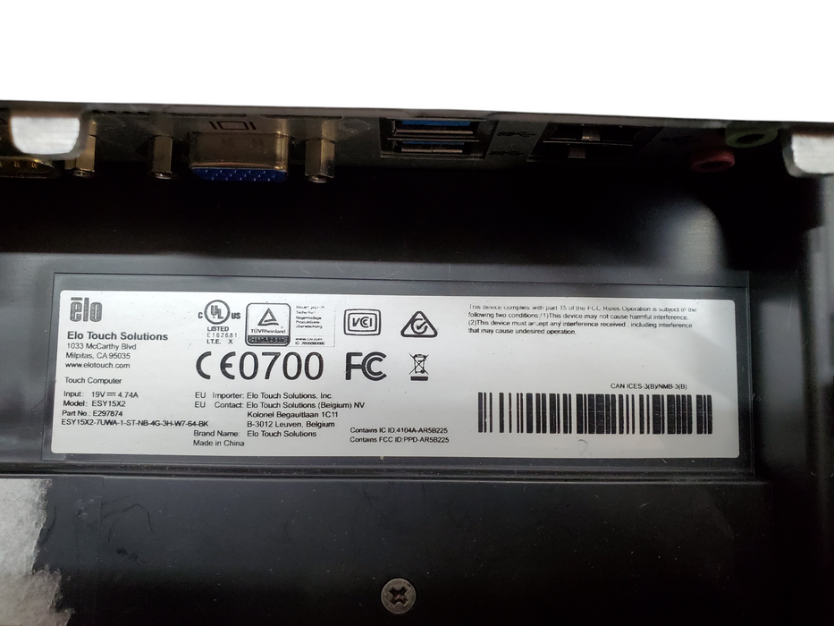 ELO 15" Touch POS ESY15X2 Celeron J1900 4GB DDR3 - No HDD