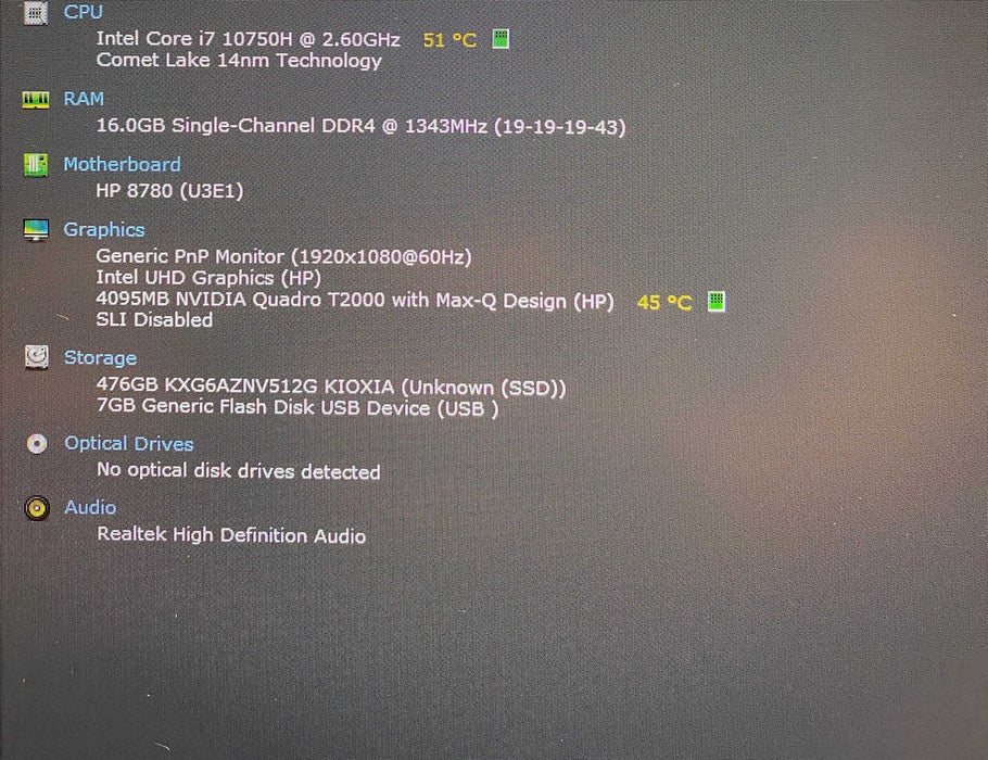 HP ZBook Fury 17" G7 i7-10750H QUADRO T2000 4GB GPU 16GB RAM 512GB SSD  Lap200