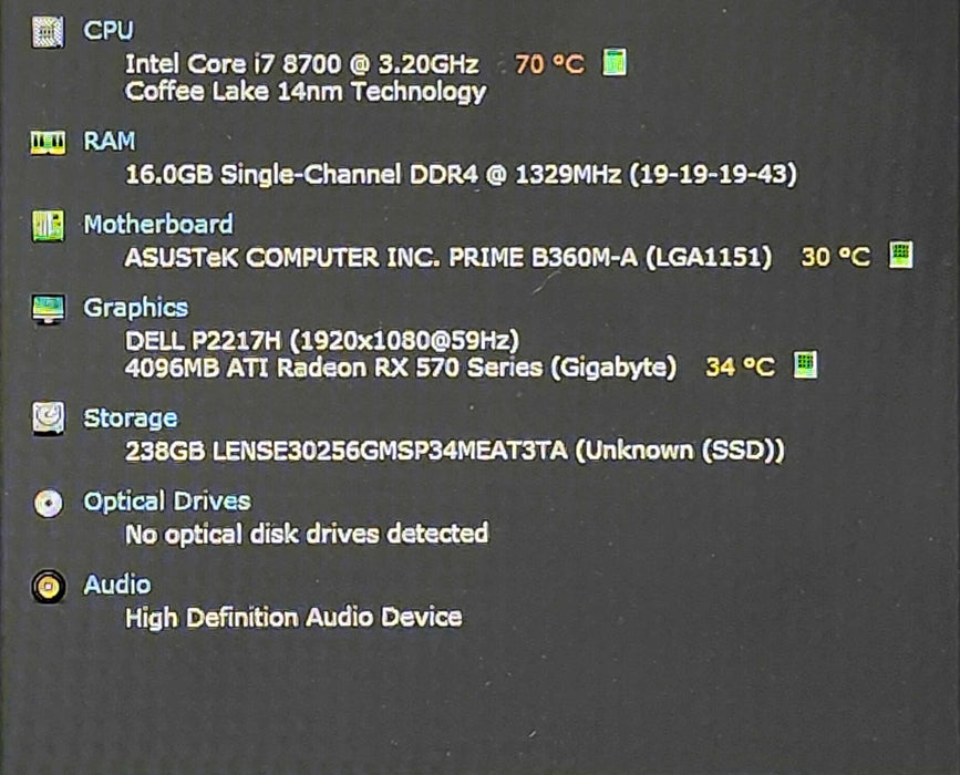 Custom PC, ASUS PRIME B360M-A, i7-8700, 16GB DDR4, 256GB NVMe, RX570