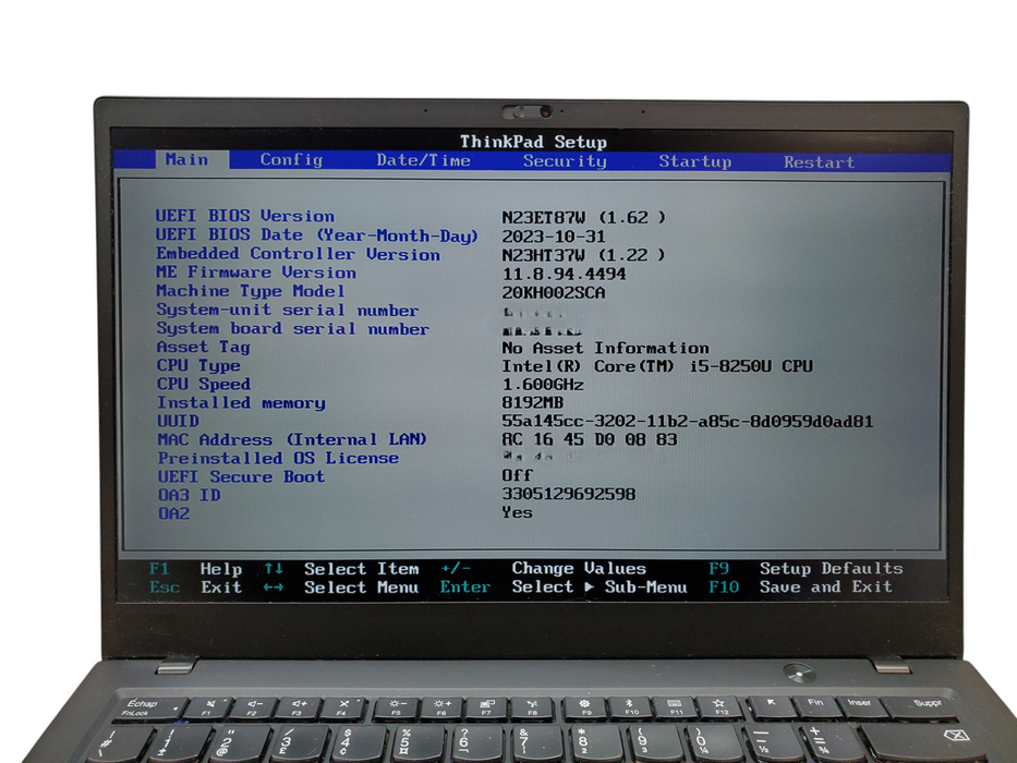 Lenovo ThinkPad X1 Carbon | Intel Core i5-8250U, 8GB DDR4, 256GB NVMe  Q Lap200