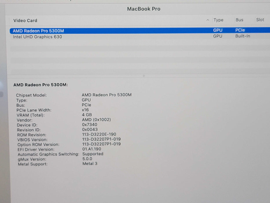 Apple Macbook Pro 2019 16" 6-Core i7-9750H @ 2.6GHz 16GB DDR4 500GB SSD
