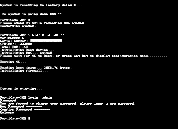 Fortinet FortiGate FG-30E, Network Security Firewall, Factory Reset