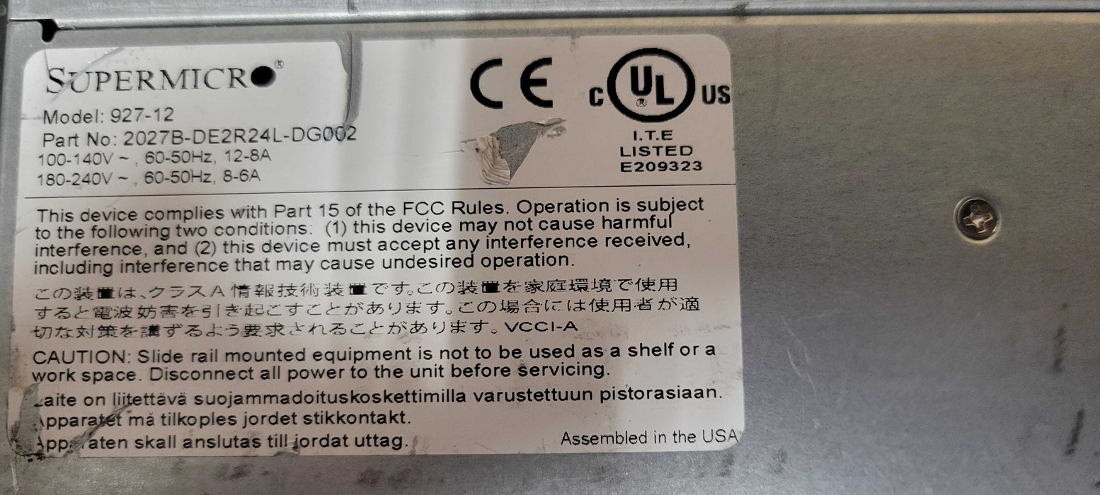 Supermicro 927-12 24x 2.5" Bays, 2x Controller 2x PSU, 18x 2.5" Caddies, READ _