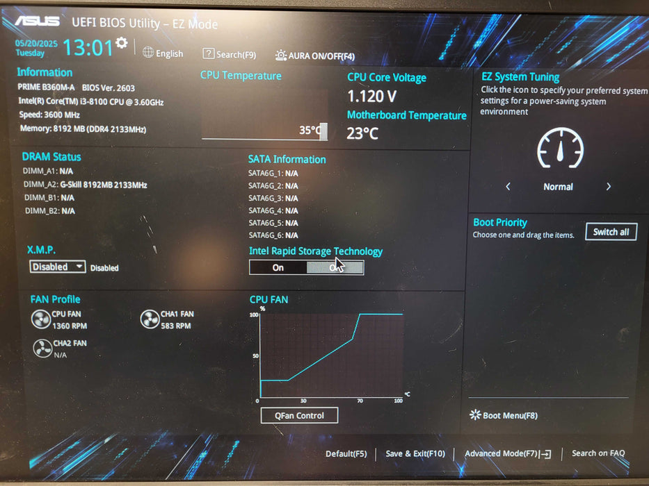 Custom PC Asus Prime B360M-A i3-8100 @3.6GHz 8GB DDR4 520W PSU No HDD $