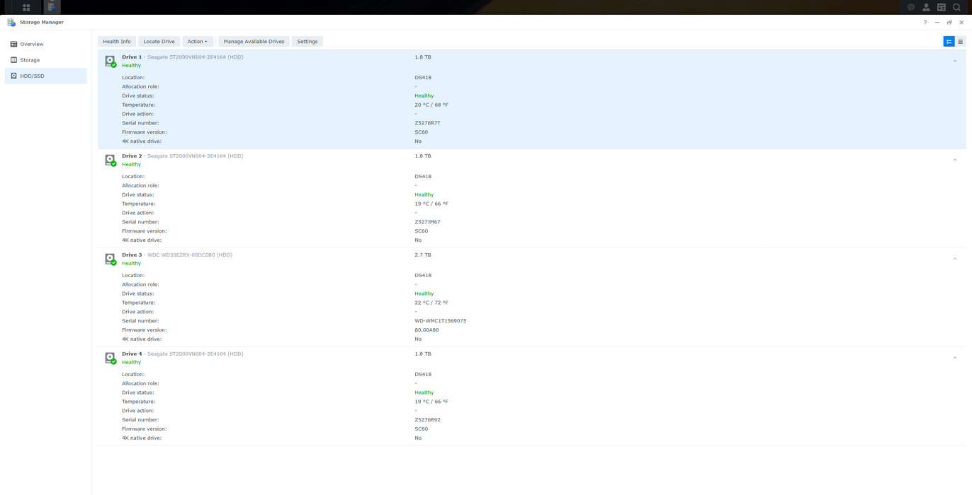 Synology DiskStation DS418 4-Bay NAS w/ 3x2TB & 1x 3TB HDDs & 2GB RAM