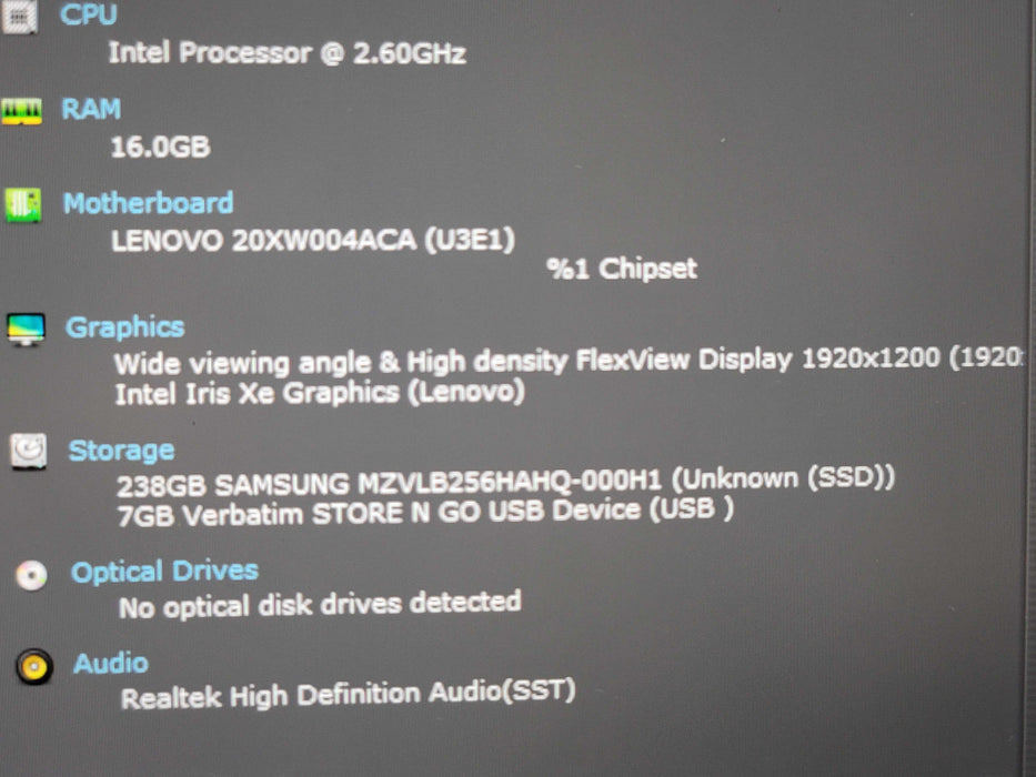 Lenovo ThinkPad X1 Carbon Gen 9 i5-1145G7 16GB RAM 256GB NVMe β Lap200