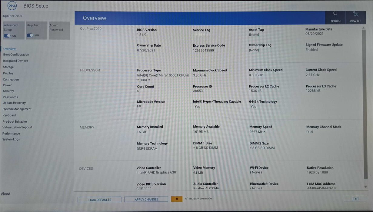 Dell OptiPlex 7090 Micro | Intel Core i5-10500T, 16GB DDR4, 256GB NVMe )