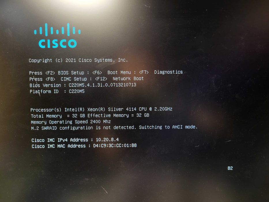 Cisco UCS C220 M5 1U 2.5" Server Silver 4114 @ 2.2GHz 32GB DDR4 MegaRAID $
