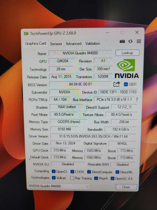 NVIDIA Quadro M4000 8GB GDDR5 Graphics Card !