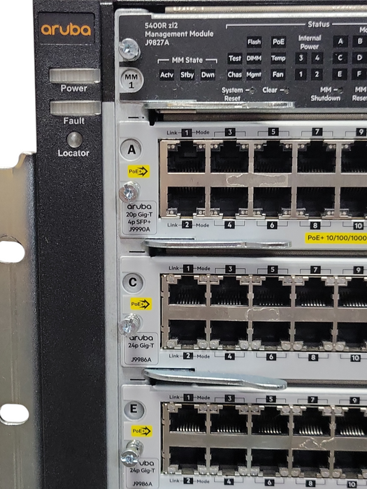 HPE Aruba 5412R zl2 J9851A 1000BASE-T PoE+ w/ 11x J9986A, 1x J9990A, 4x PSU _