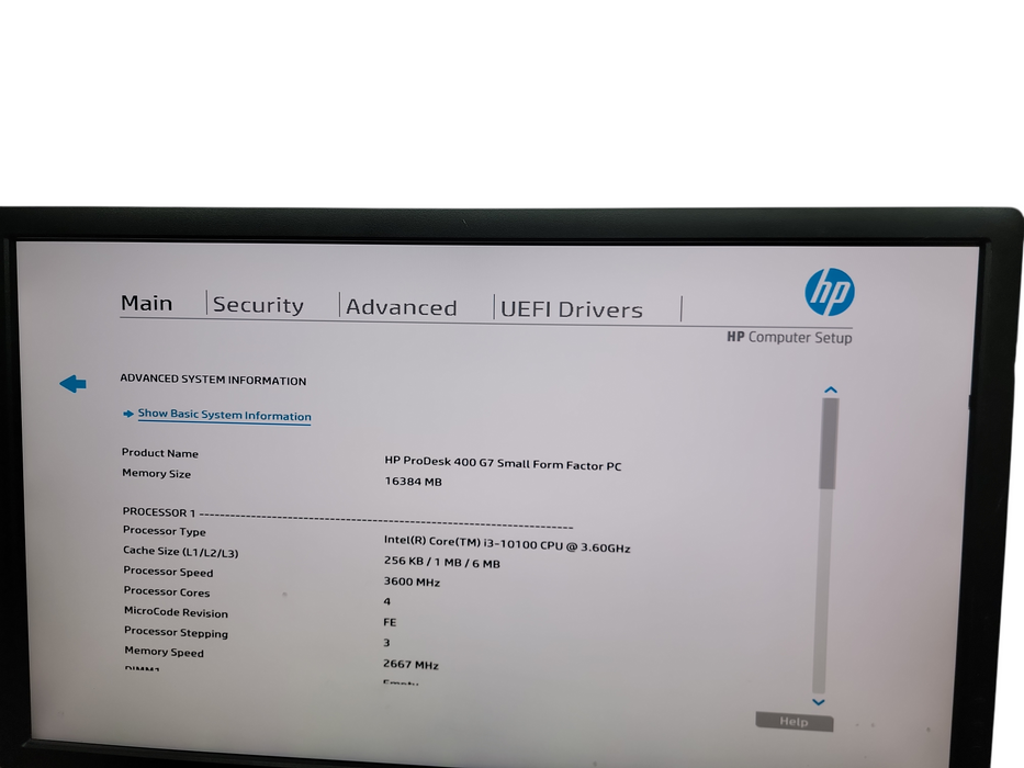 HP ProDesk  400 G7 SFF i3 - 10100 @ 3.60GHz 16GB DDR4 Ram θ