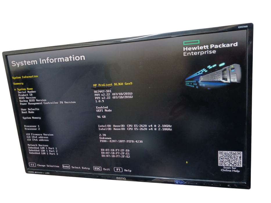 HP ProLiant DL360 Gen9 2x Intel E5-2620 v4 96GB RAM 8-Bay 2.5" P440ar