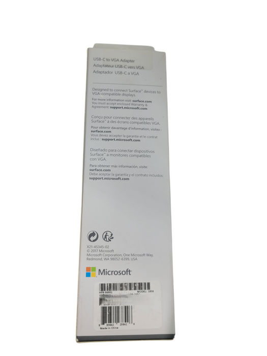 OEM Microsoft Surface USB-C to VGA Adapter for Surface Book 2, #1858, HFT-0
