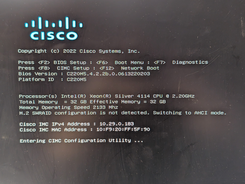 Cisco UCS C220 M5SX Intel Xeon SILVER 4114 32GB RAM  -