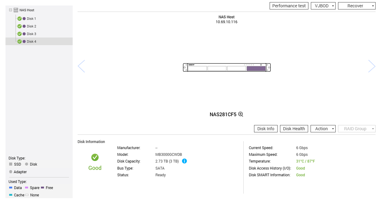 Qnap TS-453BU-RP 4 Bay Network NAS Enclosure w/ 4x 3TB HDDs