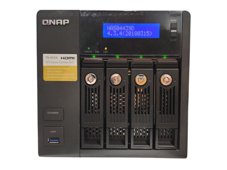 QNAP TS-453A 4-Bay NAS, Celeron N3160 1.60GHz, 4GB RAM w/ 4x 1TB HDDs