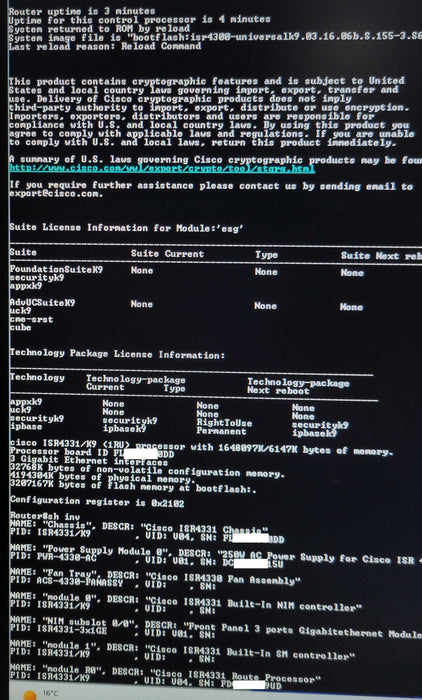 Cisco 4300 Series ISR4331/K9 ISR 4331 Services Router  _