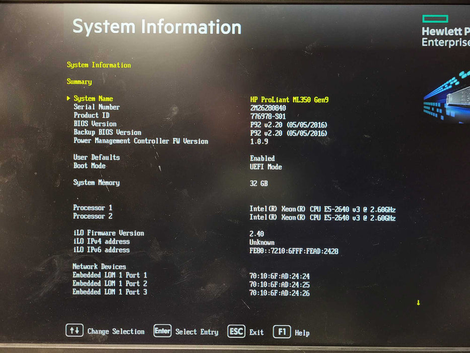HPE ProLiant ML350 Gen9 2x E5-2640 v3 16GB DDR4 P440ar 2x800W PSU $