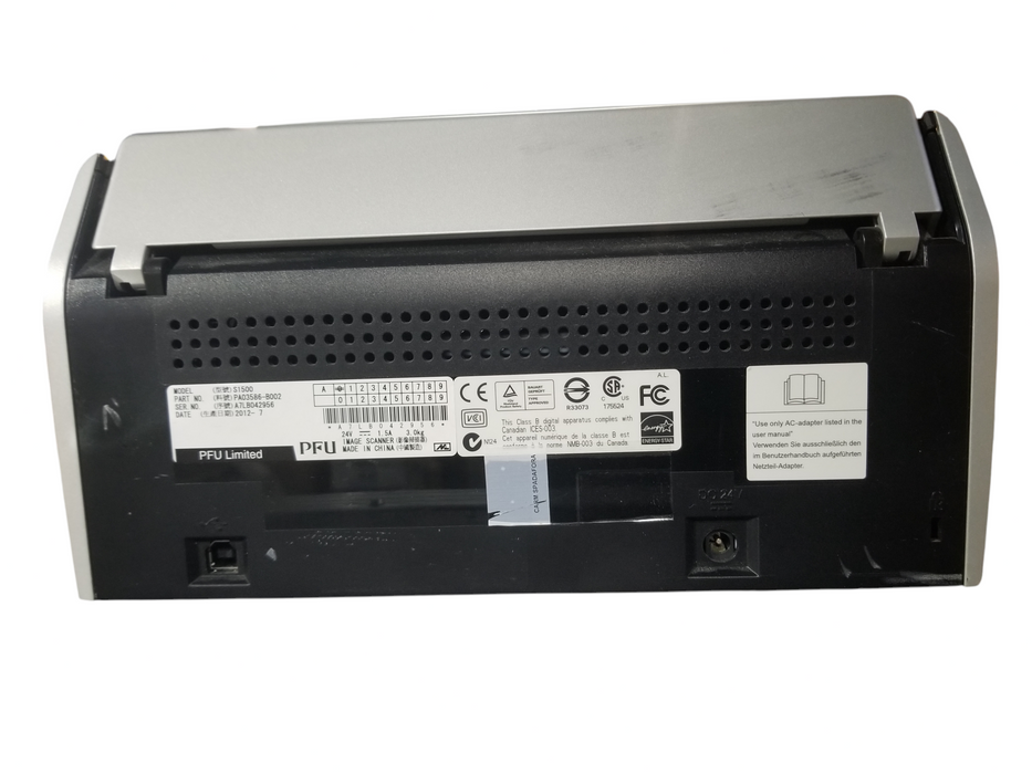Fujitsu ScanSnap S1500 PA03586-B012 Document Scanner + Adapter & USB Cable Q