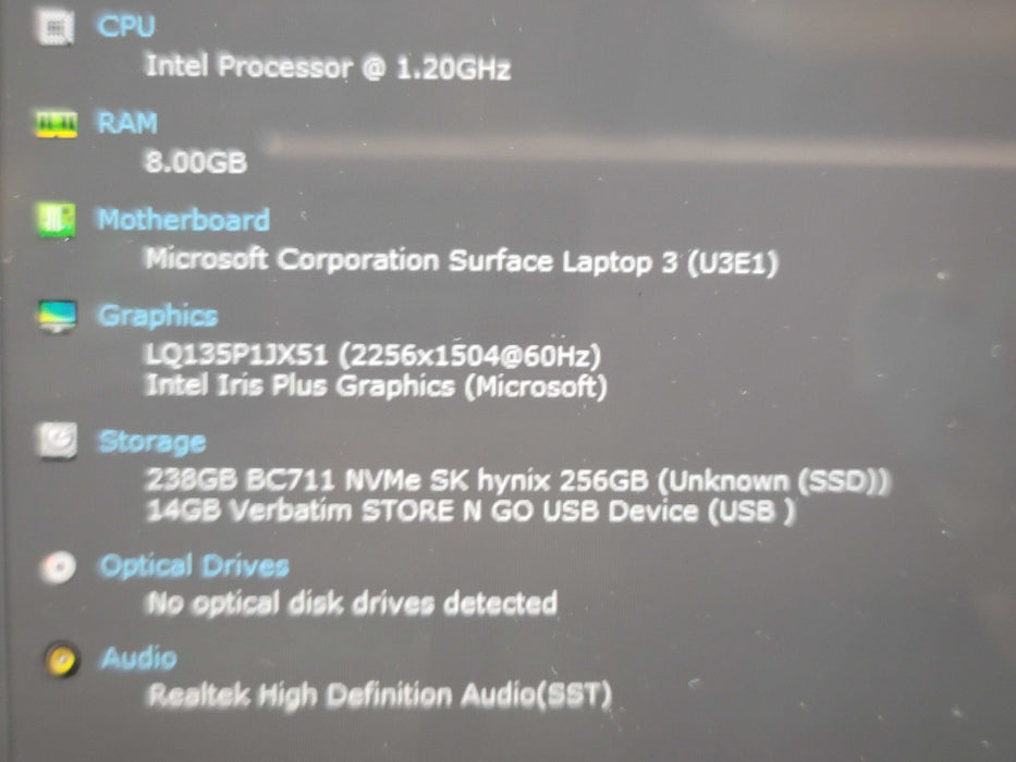 Microsoft Surface Laptop 3 i5-1035G7 8GB RAM 256GB SSD DAMAGED SCREEN READ  β BudLap