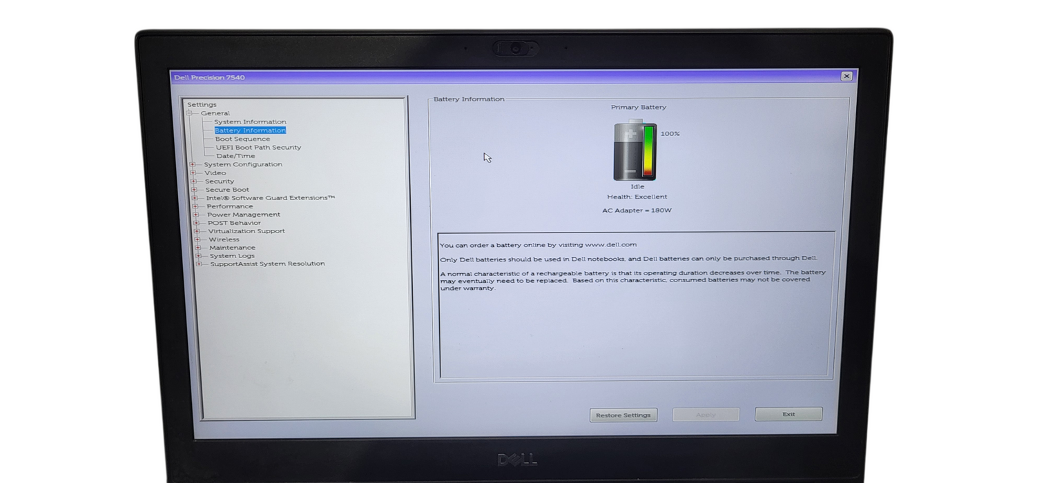 Dell Precision 7540 i7-9850H|16GB DDR4|256GB NVME|W/AC READ  Lap200