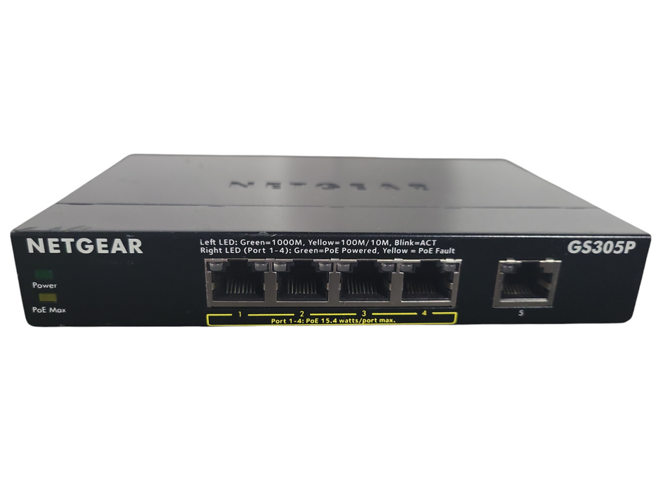 NETGEAR GS305P 5 Ports Ethernet Switch - Black !