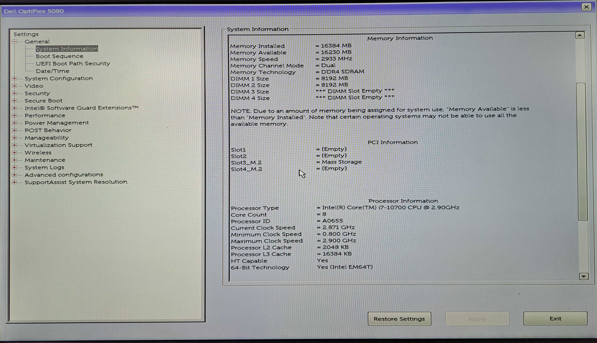 Dell OptiPlex 5080 SFF | Intel Core i7-10700 @2.9GHz, 16GB DDR4, 512GB NVMe