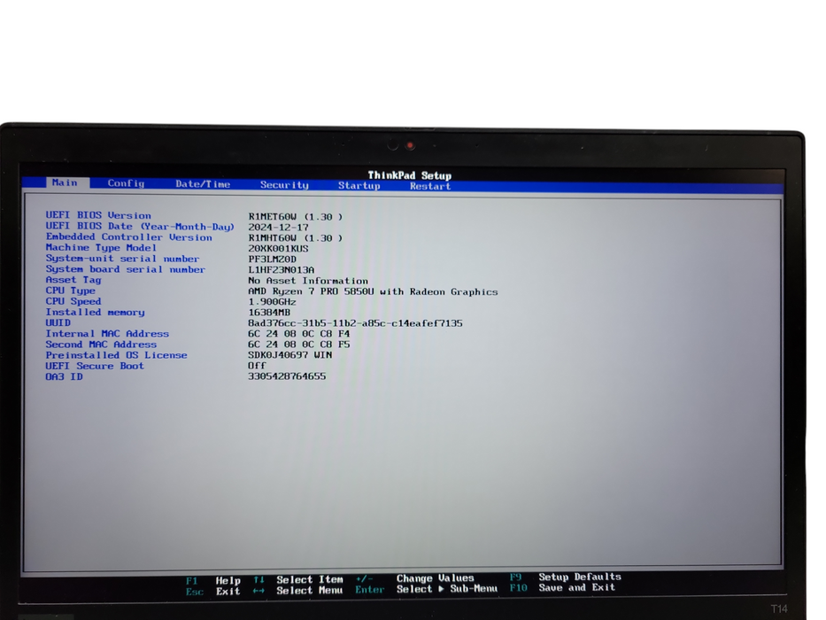 Lenovo ThinkPad T14 Gen 2 AMD RYZEN 7 PRO 5850U 16GB RAM 256GB SSD READ! Lap200