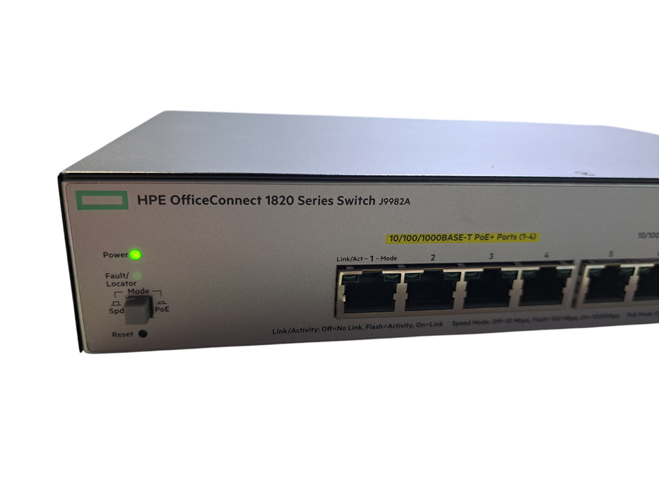 HPE OfficeConnect 1820 J9982A | 8-Port Gigabit, 4x PoE+ Managed Switch