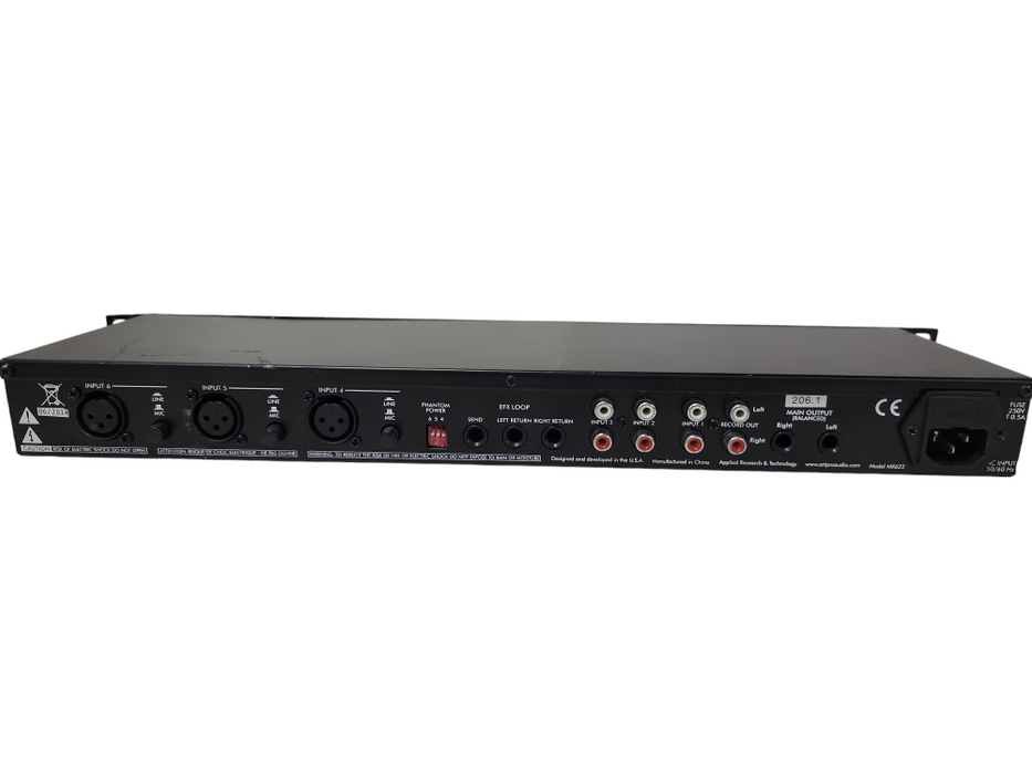 ART MX622BT Rackmount 6-Channel Stereo Mixer with Bluetooth, EQ,w/power cable