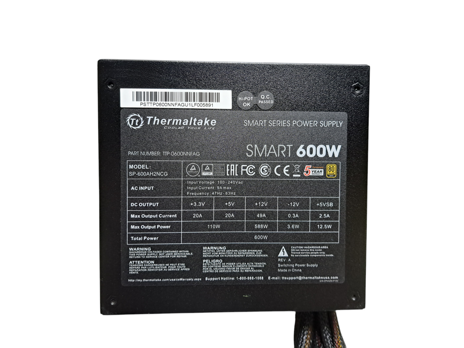 Thermaltake Smart 600W 80 Plus 600W Non Modular Switching Power Supply