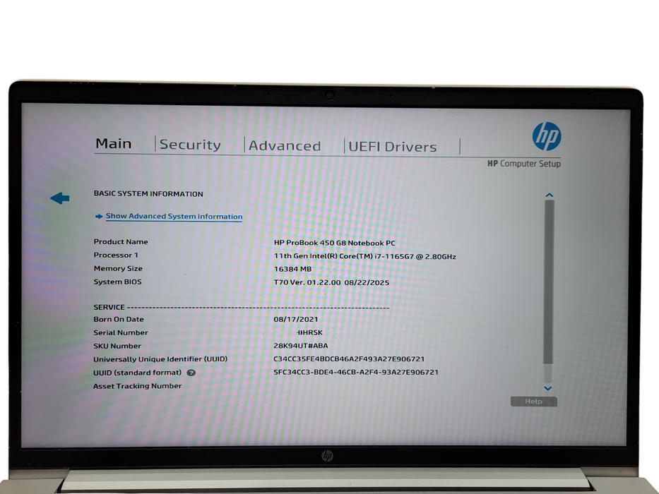 HP ProBook 450 G8 Core i7-1165G7@2.80GHz 16GB RAM 256GB SSD ! Lap200
