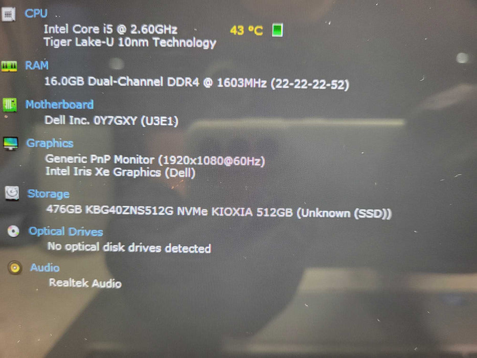 Dell Latitude 5320 Touch | i5-1145G7 @2.60GHz, 16GB DDR4, 512GB NVMe  Q$ Lap200